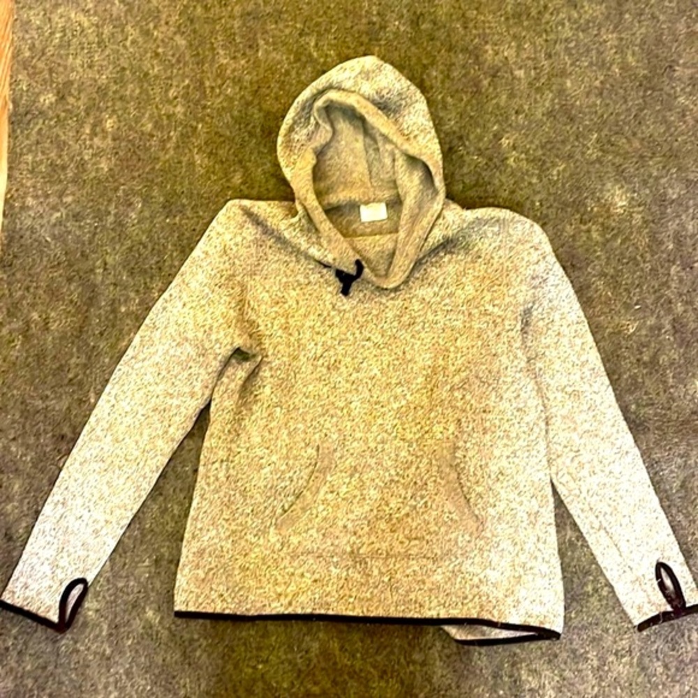 Grey w/Black Trim Fleece Pullover Hoodie - Picture 3 of 3